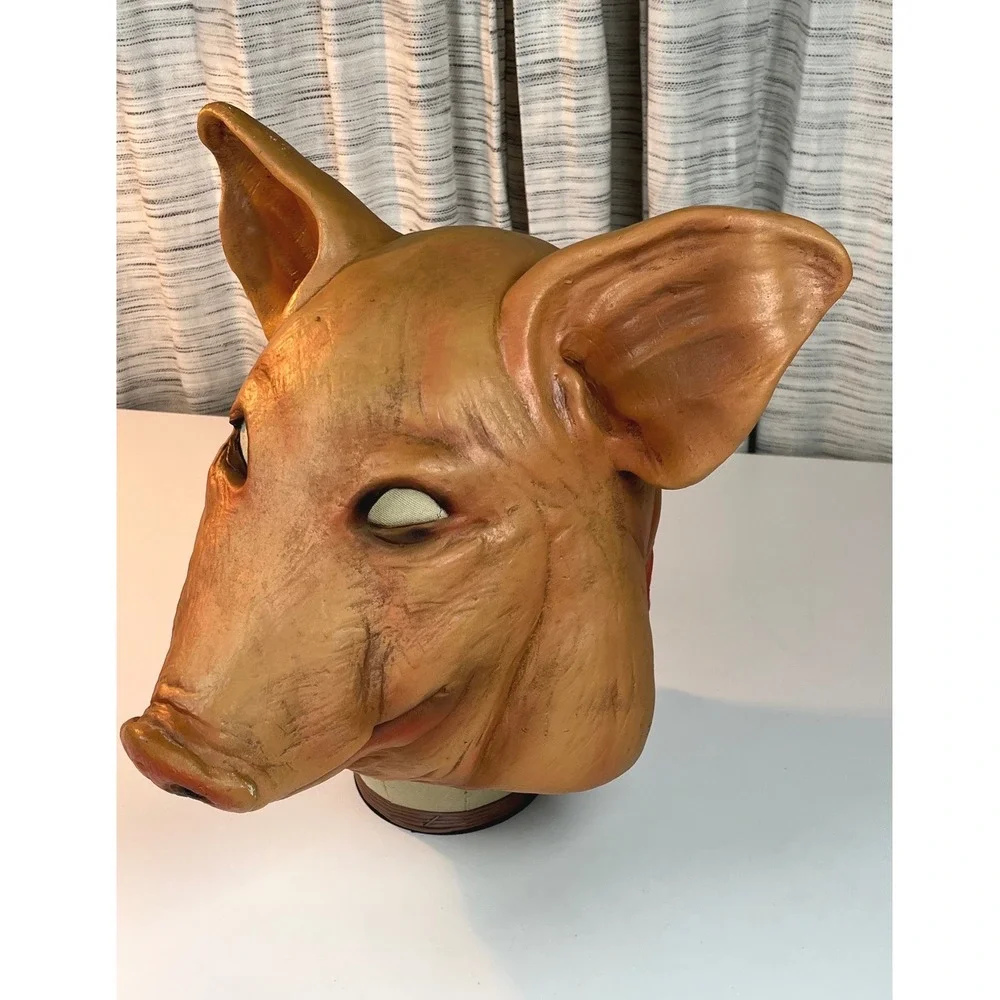 Don Post Studios 2003 Saw Pig Mask VTG Horror Halloween Severed Neck Latex Mask